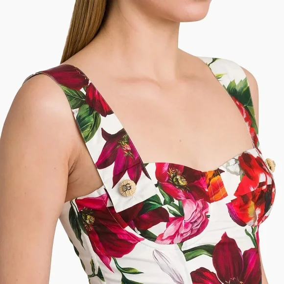 Dolce & Gabbana Rafia Fiori Floral Cotton Poplin Minidress - Picture 3 of 5